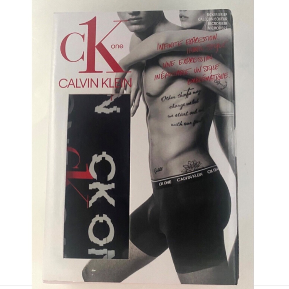 Calvin Klein CK One Nylon / Elastane Black Logo Boxer Brief Underwear NB2226 490